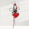 Gothic Silver Bead Bows Charm Heart Shaped Bag Accessory Fashion Bag Pendant Casual Keychain For Dark Style Lover