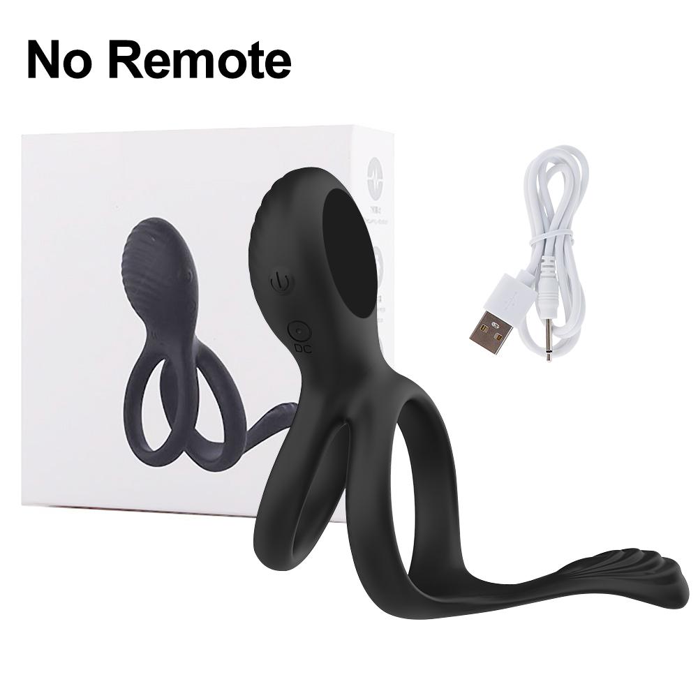 Male Dual Penis Ring Vibrator 7 Vibration Modes Remote Control Stretchy Ultra Soft Cock Ring Erection Enhancing Sex Toys for Men