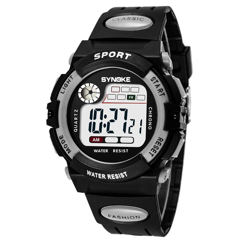 Synoke Kids Digital Sport's Watches Fashion PU Strap Led Waterproof Boy Girl Military Wristwatch Student Alarm Clock