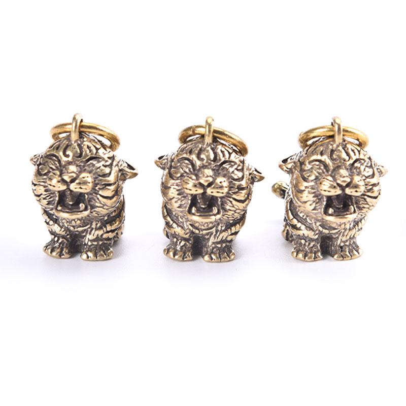 Brass Cartoon Little Tiger Animal Keychain Pendant Zodiac Tiger Small Pendant