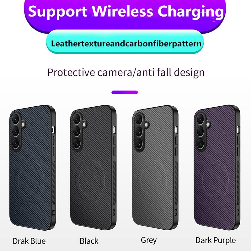 For Samsung Galaxy A05S For Magsafe Magnetic Phone Case for Samsung Galaxy A05S Wireless Charging Carbon Fibre Shockproof Cover