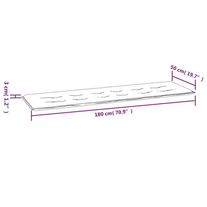 VidaXL Coussin de banc de jardin crème 180x50x3 cm tissu oxford 43200