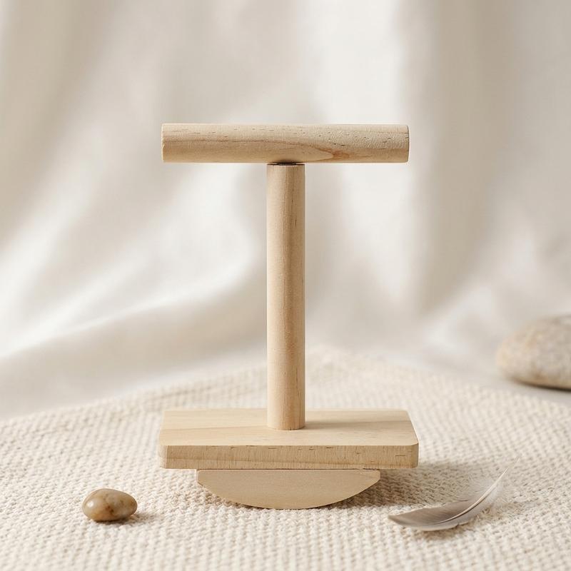 Bird Perch Stand Claw Grinding Parrot Training Toy for Desktop Tabletop Cockatiel Budgie Lovebird Natural Wood Stable Base