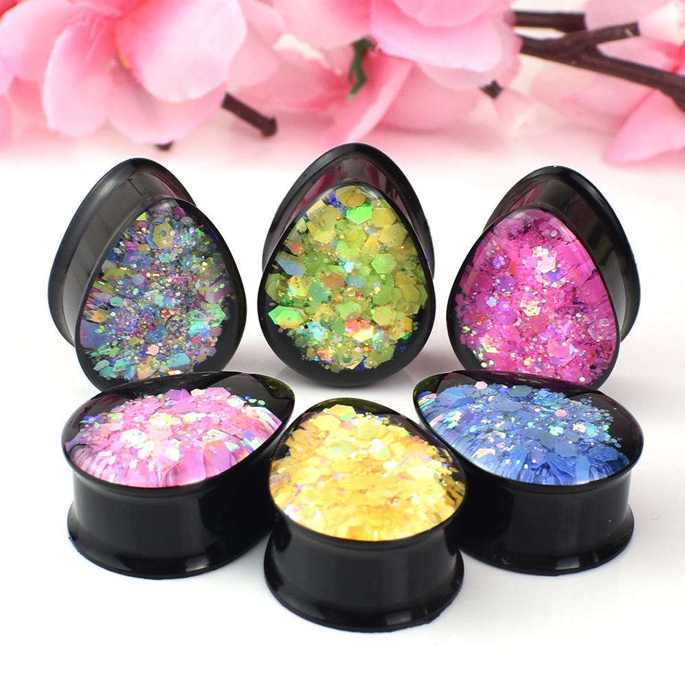 Jauges d'oreille en forme de goutte 8-30mm, Tunnels et bouchons en acrylique, civière d'oreille, Piercing corporel, bijoux pour femmes et hommes