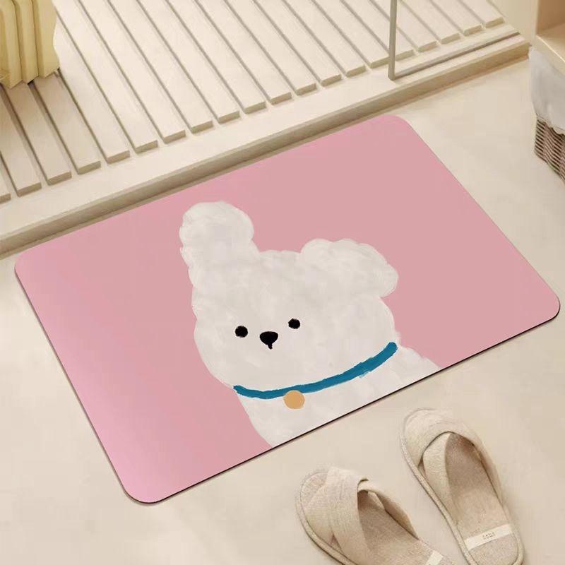 Puppy Cartoon Diatom Mud Floor Mat Bathroom Living Room Door Non-slip Mat Bathroom Door Door Floor Mat