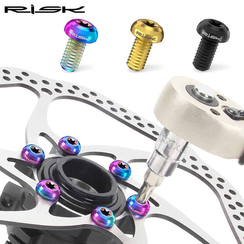 RISK M5x10mm Šroub kotoučové brzdy T25 Torx Titanová slitina Díl pro jízdní kolo MTB Horský kolo Šroub pro upevnění brzdového kotouče Ti 12KS/Sada