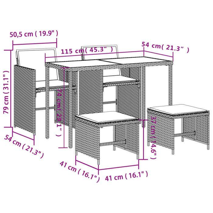 VidaXL Ensemble à Manger de Jardin avec Coussins 5pcs, Table de Terrasse, Meubles de Patio, Mobilier d'Extérieur, Noir 365081