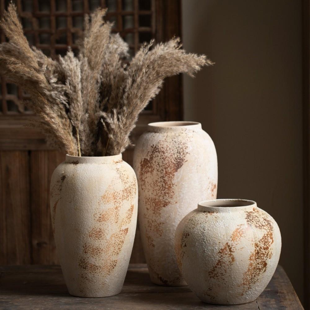 Wabi Sabi Style Ceramic Vase Decorative Unique Speckled Texture Flower Pot Classical Beauty Matte Texture Ceramic Flower Jars