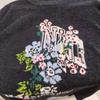 Wool Blend Floral Letter Pattern Round Neck Loose Sweater