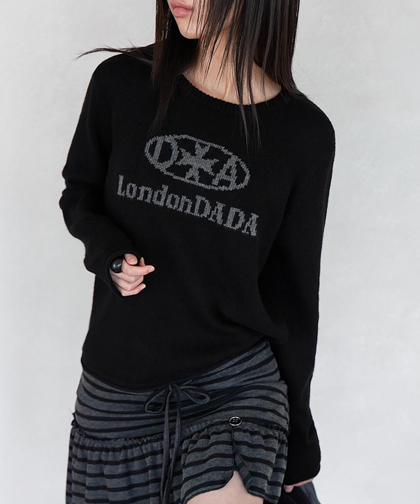 Leondeondada Signature Logo Round Neck Knit, Black