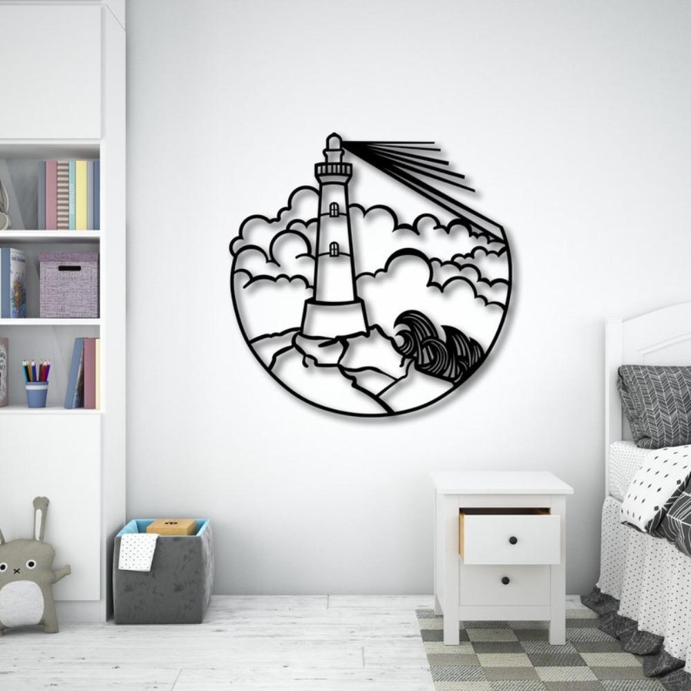 Nautical Lighthouse Metal Wall Art, Sea Life Marine Decor