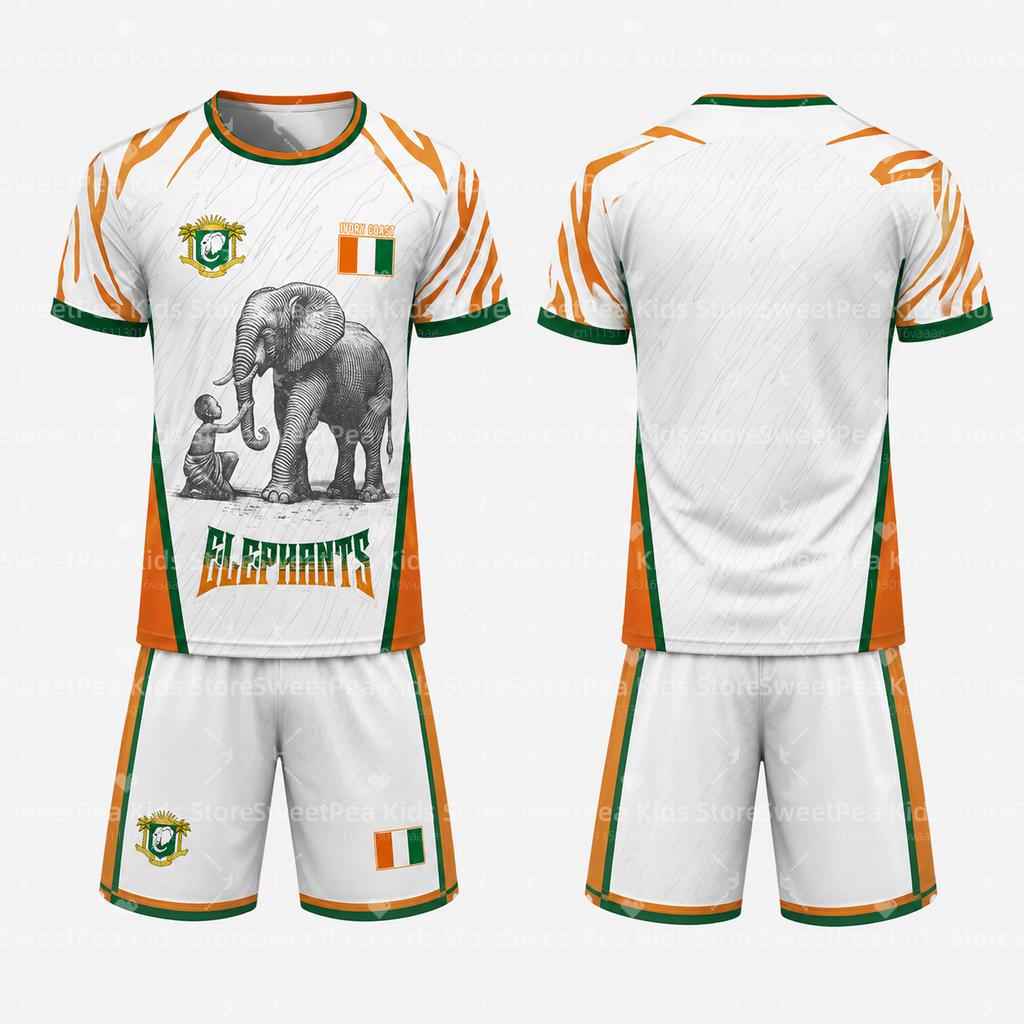 2026 New Ivory Coast Themed Football Jersey Sets Summer Children's Outdoor Casual Breathable T-shirts and Sets