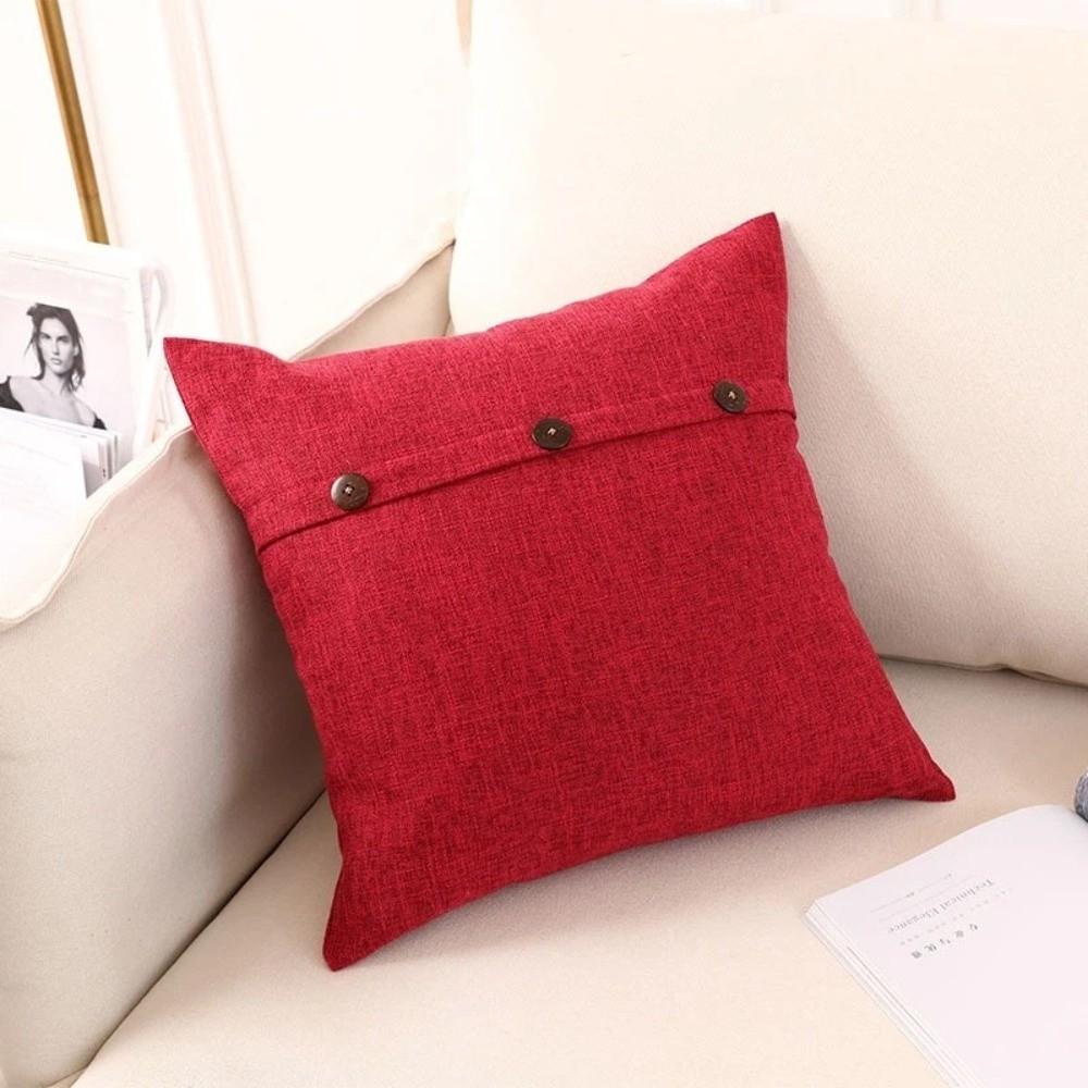 2PCS Imitation Linen Pillow Cover Japanese Style Breathable Throw Pillowcover Soft 45×45cm Buttoned Pillowslip Home Decor