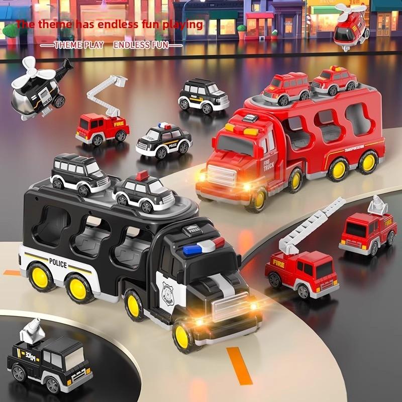 Fire Vehicle Toy Set With Flashing Lights And Music For Kids Playroom
