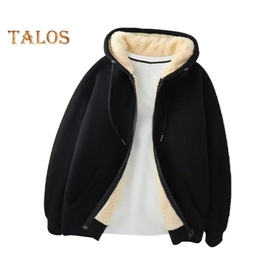 

Чоловіча флісова куртка з капюшоном, зимова потовщена блискавка, тепла толстовка з капюшоном, повсякденна однотонна толстовка на блискавці, пальто на осінь-зиму M чорний