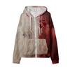Women's Casual Fashion Long Sleeve Zipper Printed Drawstring Hooded Sweatshirt