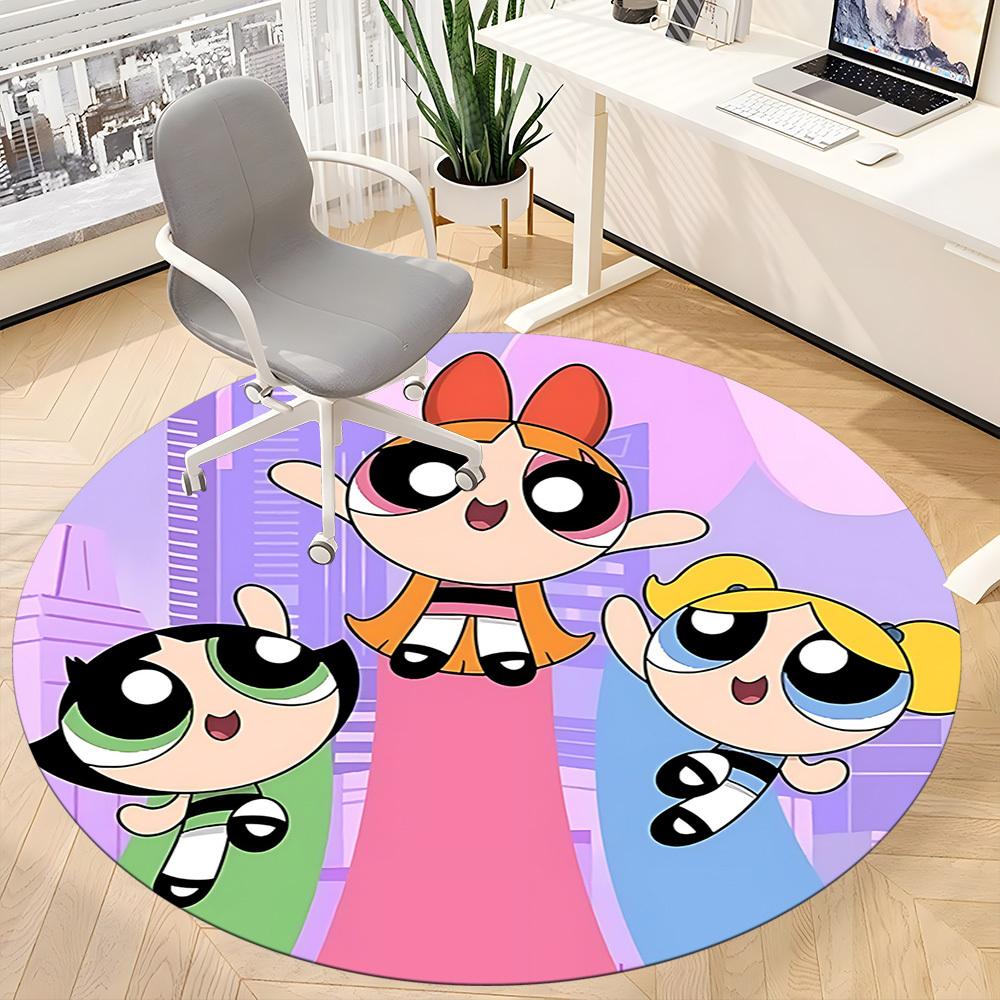 Powerpuff Girls Office Round Area Rug,  Under Office Chairs Bedroom Living Room Home Decor a0908186