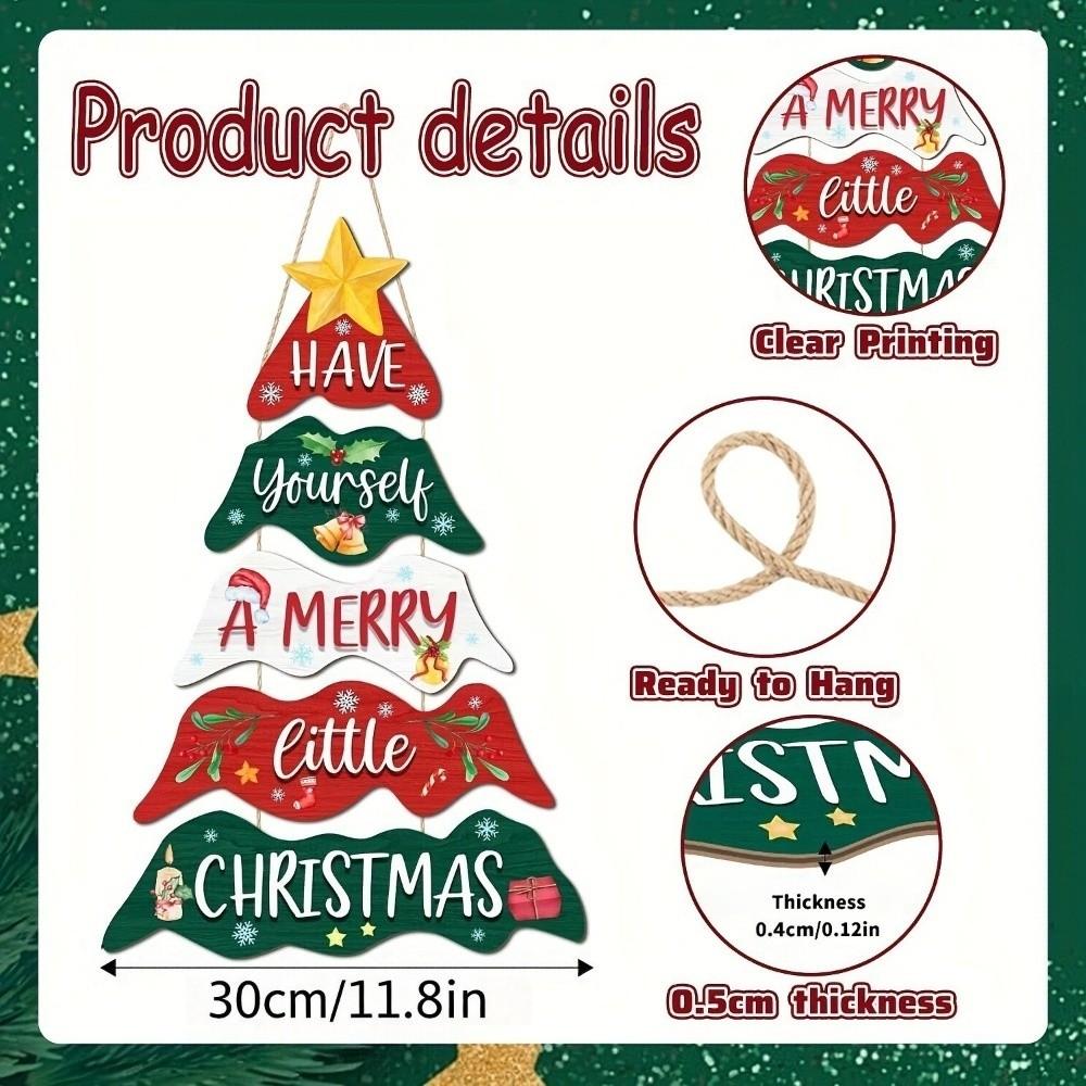 Tiered Wooden Plaque Rustic Hanging Welcome Board Holiday Hanger Wall Pendant Classroom
