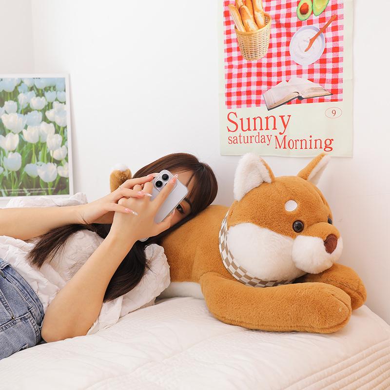 Scarf Shiba Inu Throw Pillow Doll Simulation Dog Bed Decoration Husky Doll Plush Toy Doll