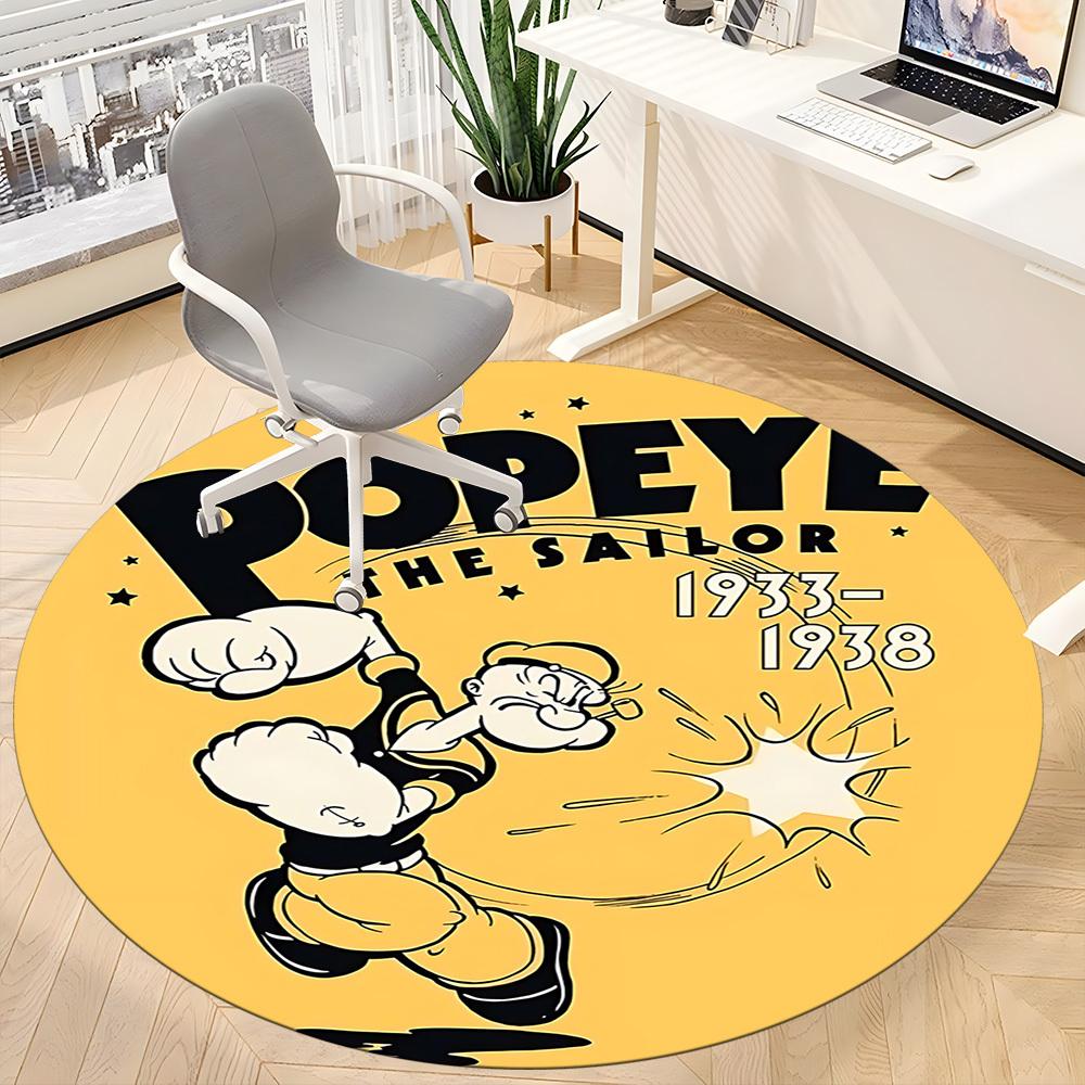 1pc Popeye Sailor Office Round Area Rug, Under Office Chairs Bedroom Living Room Home Decor, Room Deco