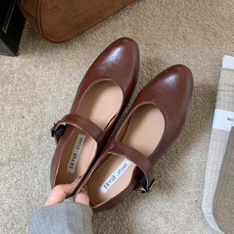 Fashion Bailamos Fashion Women Flats Brand Design Square Toe Women Ballet Shoes Casual Buckle Strap Female Dress Shoes Low Heels Mu