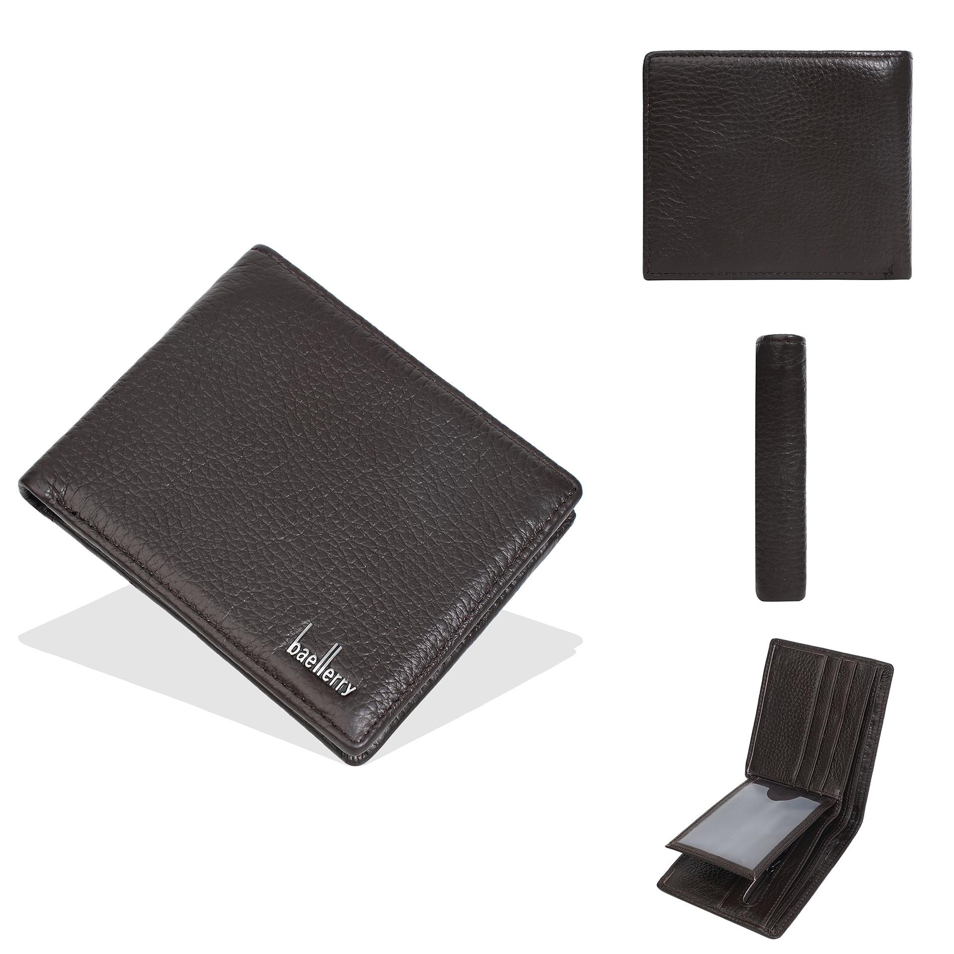 

Men s Short Wallet Leather Premium Multi-Card Business Wallet with Zipper Driver s License Ticket Clip one size темно-коричневого кольору