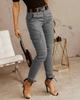 New European & American Women's Low-Waist Jogger Pants - Solid Color, Buttoned, Pocket, Skinny Fit