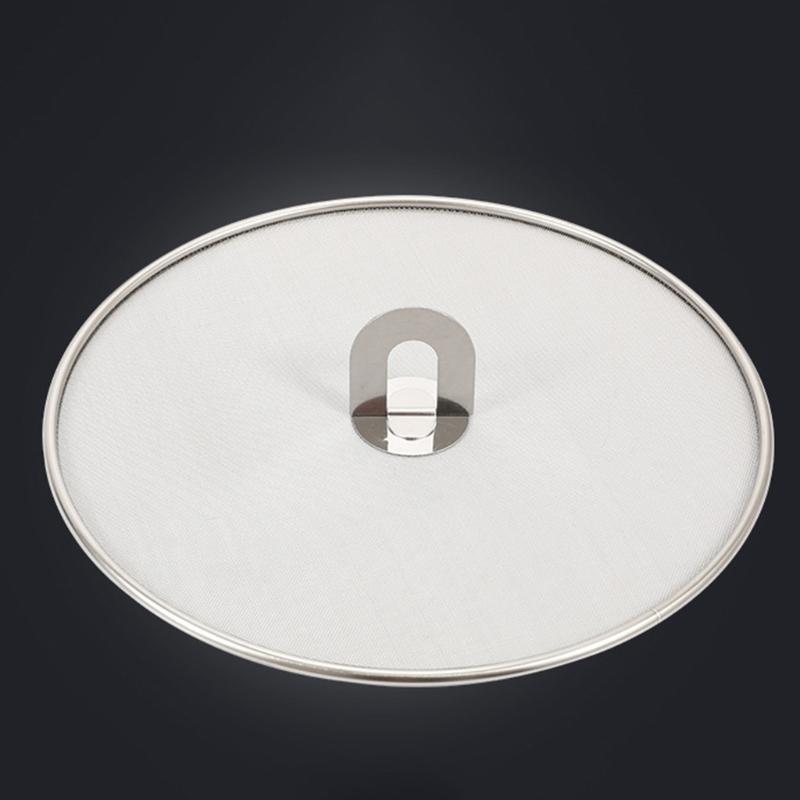 Stainless Steel Splash Guards Splatter Screen Guard Flat Weave Oil Sieve Frying Pan Oil Proofing Lid with Folding Handle