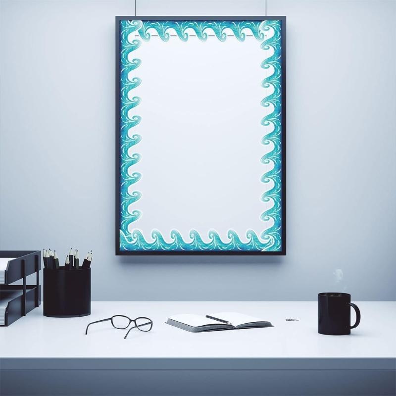 15m Niebieska Falowana Dekoracyjna Krawędź Tablicy Ogłoszeń Samoprzylepna Naklejka Krawędź Tablicy Ogłoszeń do Szkoły