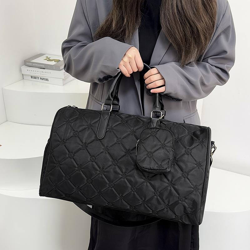 Módní a ležérní cestovní taška v korejském stylu, velkokapacitní, ruční, s přihrádkou na boty, jednoduchá kosočtvercová taška do posilovny, lze použít na teleskopické madlo