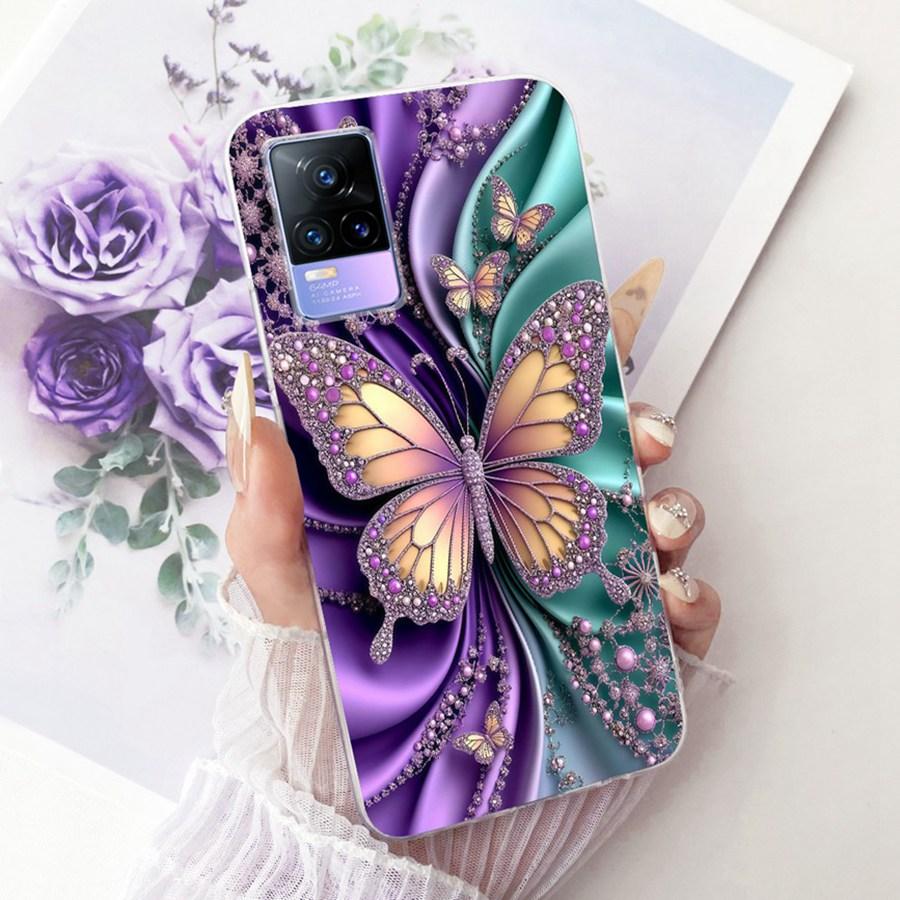 For Vivo V21E V 21 E V2061 V2055 Case Soft Silicone TPU Protective Butterfly Phone Case For VivoY73 2021 V21 E 4G 5G Cover Coque