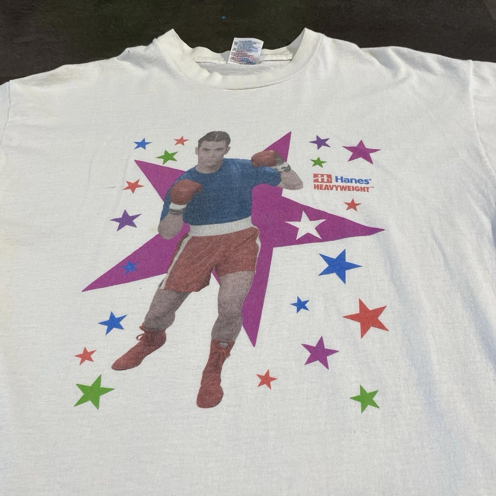 Vintage 90s Hanes Heavyweight Promo T Shirt XL Advertising Art Boxing Blank 3XL