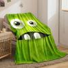 Large Cartoon Eyes, a Dark Mouth, Teeth, and Green Textured Background. for All Seasons Blanket Lunch Break Throw Gift