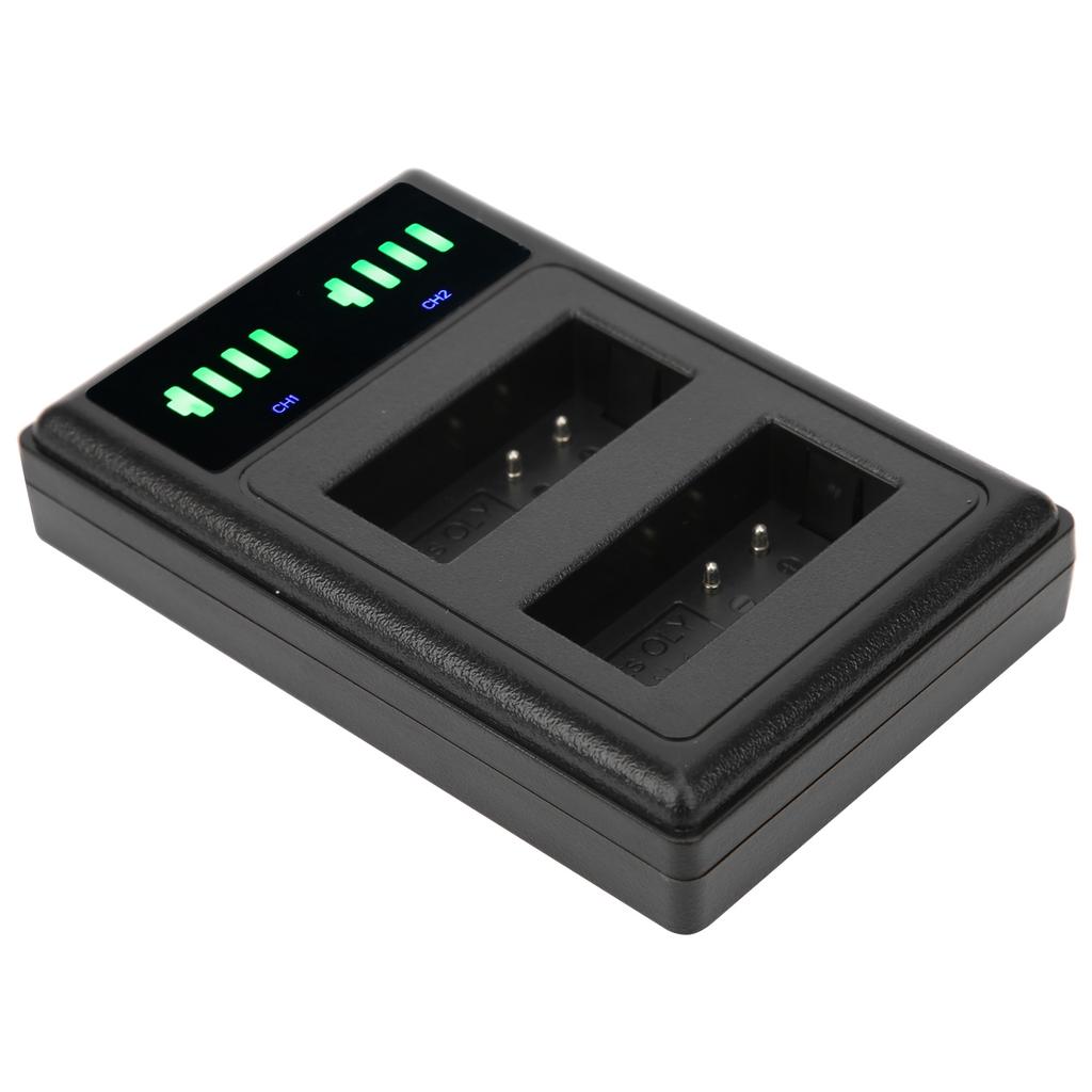 Micro TypeC Dual Port Camera Double Display Dual Dock Charger for BLN1 Battery Black