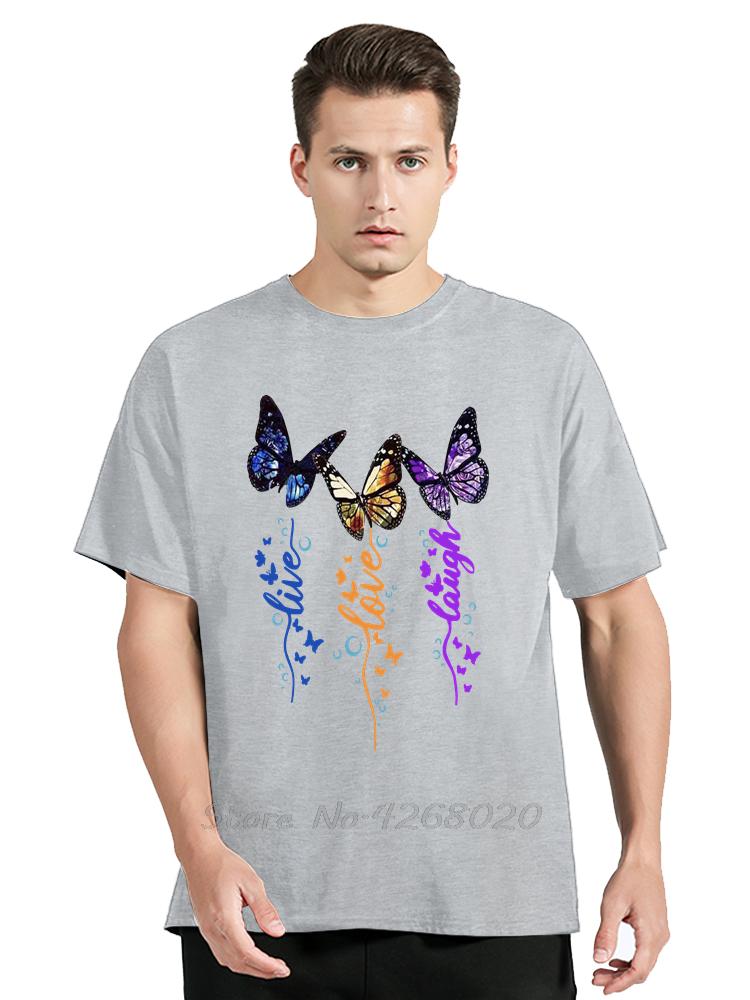 Mens Clothing Colorful Butterfly Petal Oversized Tshirt Short Sleeve Round Cotton Tshirt Cute Graphic Fitness T Shirt Female