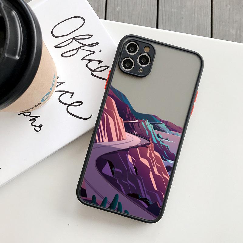 Painted Landscape Phone Case For iPhone 15 12 11 13 14 Pro Max X Xs MAX XR 6s 7 8 Plus SE2 Camera Protection Candy Color Cover
