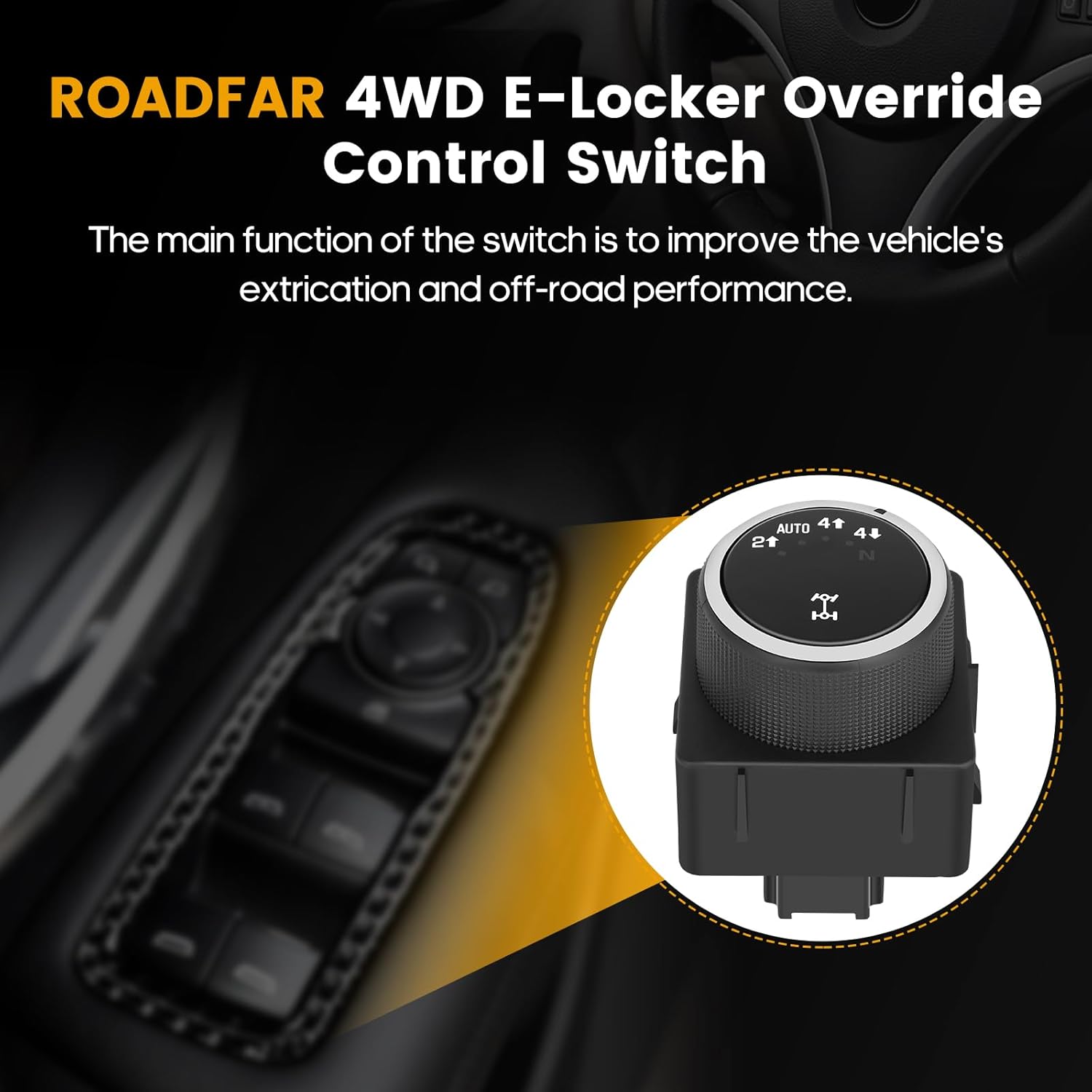 ROADFAR Front 4WD E-Locker Override Control Switch Fits for Chevrolet Silverado & for GMC Sierra Series 15284155 15778366 TCA108 1S15035
