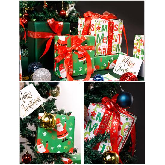 Christmas Wrapping Paper Roll 17 Inch Merry Christmas Santa Claus Gift Wrapping Paper Reversible Winter Holiday Gift Wrap for Present Wrap Packaging