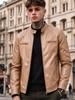 New men's stand-up collar PU leather jacket slim locomotive jacket spring and autumn business casual ruffian handsome jacket