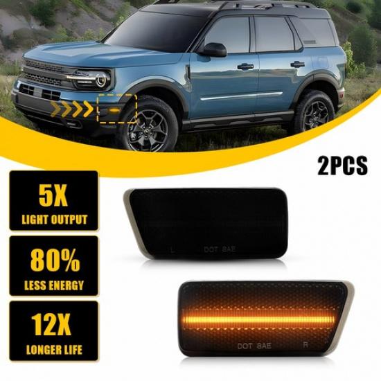 Черный Передний Угловой Боковой Сигнал Поворота Для - Ford Bronco Sport 2 ШТ.