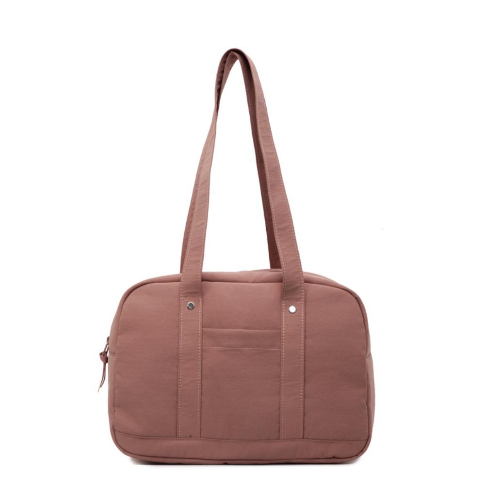 

Solid Color Women Shoulder Bag Large Capacity Simple Tote Bag Casual Underarm Bag Office Worker темно-розовый