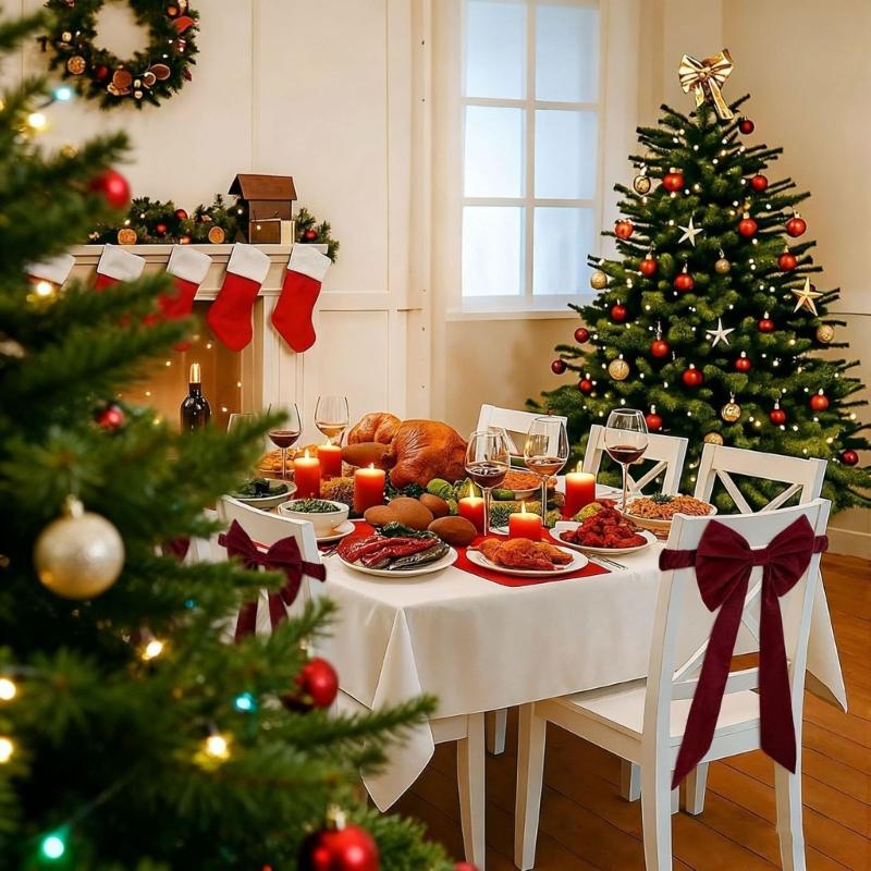 Weihnachts-Samt-Stuhl-Schleifen Krawatten Stuhllehnen-Bänder Schärpen Set für Hochzeiten und Veranstaltungen zur Verschönerung der Veranstaltungsorte