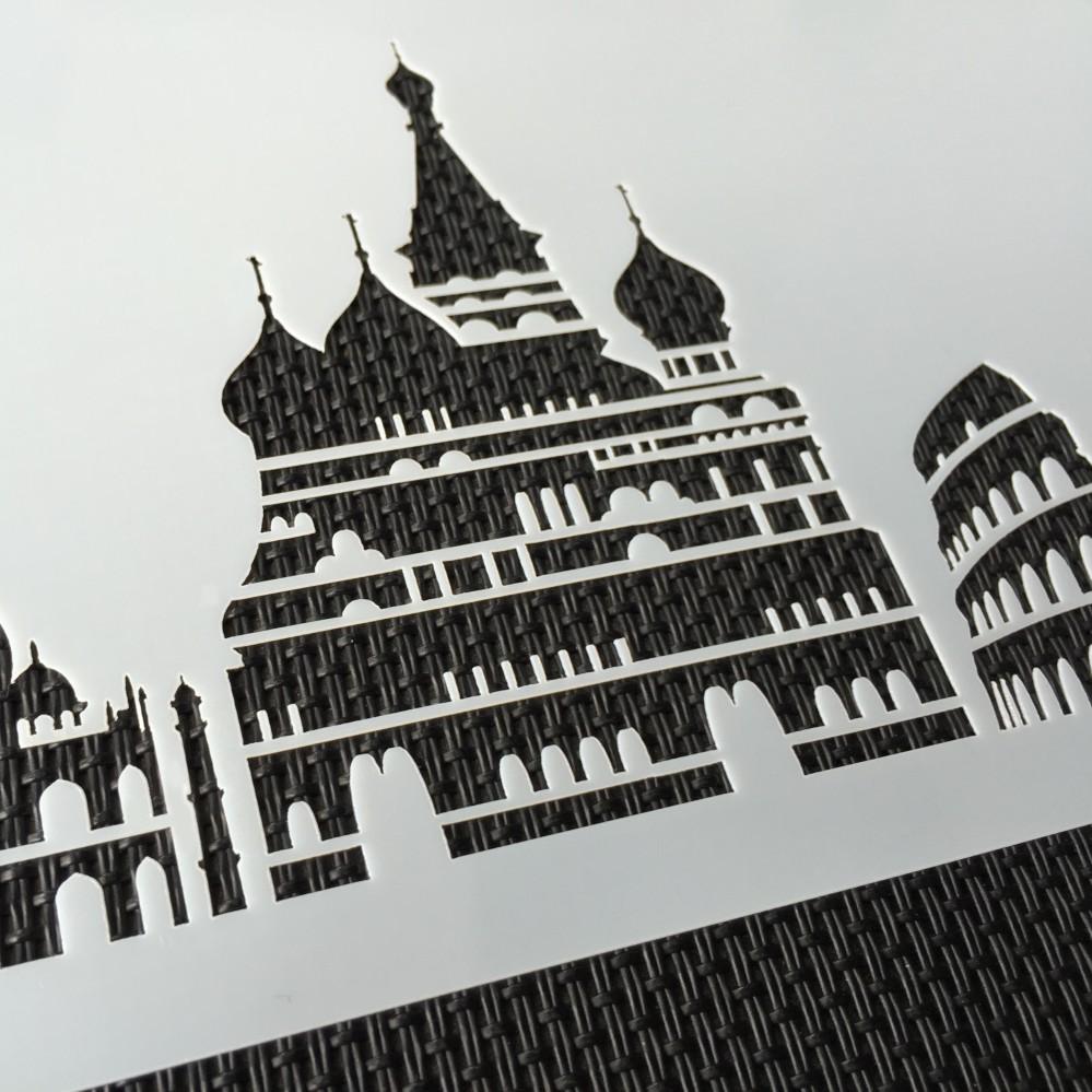 World Map & Landmark Building Cake Stencil Newest Cake Design Stencil Fondant Molds Art Stencil Cake Decorating Tool Bakeware