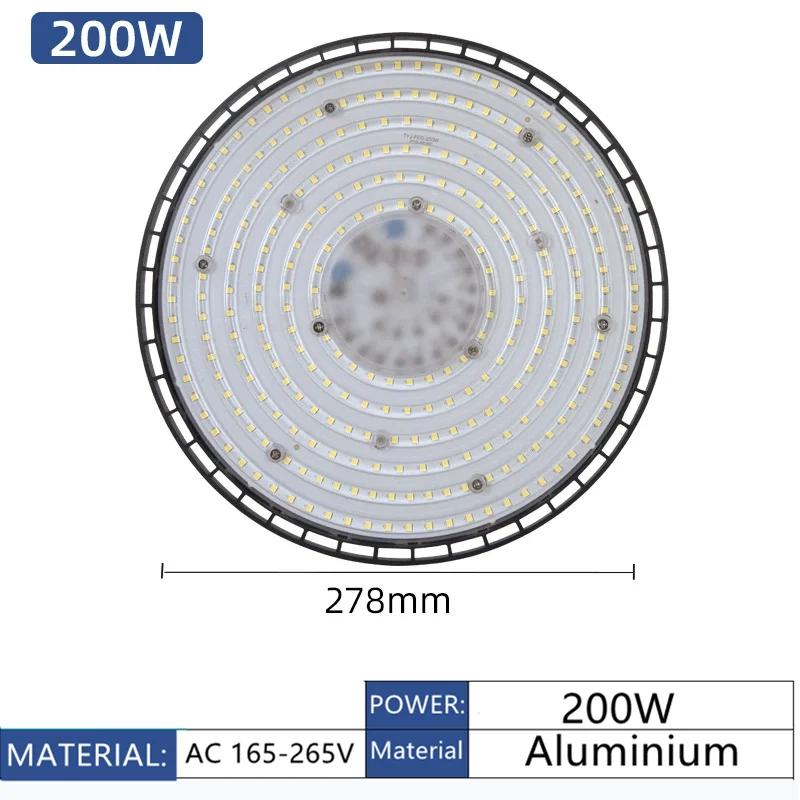 AC220V Super Bright LED High Bay Light UFO Warehouse Garage Light IP65 Waterproof For Gym Factory Lighting 6000K 100W 150W 200W