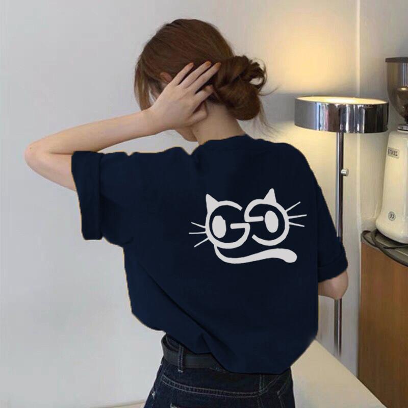 

Cartoon printed cotton short-sleeved T-shirt women s 2025 summer new loose display versatile crew neck top tide XXXL