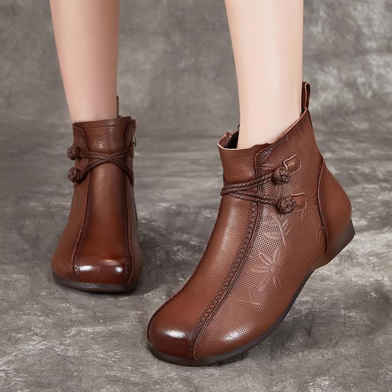 

Жіночі ретро черевики до щиколотки з коров ячої шкіри - Нові осінньо-зимові 2023 року, на м якій підошві, плоскі бавовняні туфлі 41