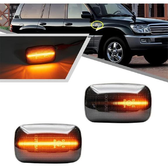 Riloer LED Fender Side Marker Light, Clear Lens Solid Amber Light, Compatible with Toyota Land Cruiser 100/70/80 Series Compatible with Lexus LX470