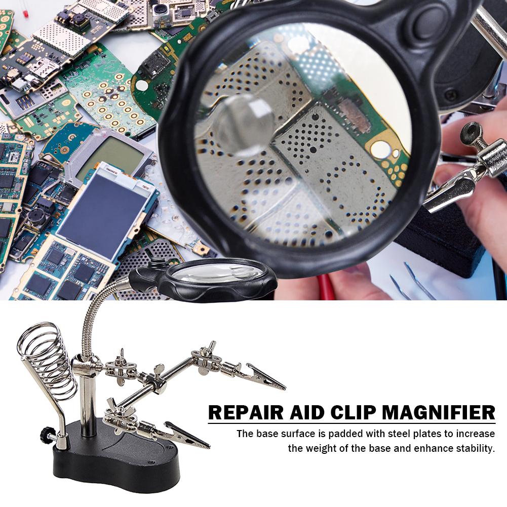 Welding Magnifier Auxiliary Clip Multifunction LED Light Magnifier Lens Helping Repair Tools Non-slip for Maintenance Inspection