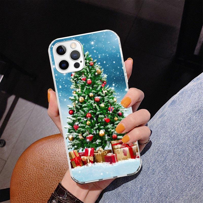Merry Christmas Tree Snow Phone Case For iPhone 17 Air 16 Pro Max 16E 15 + 14 Plus 11 12 13 Mini 7 8 SE Gift Print Cover Fundas