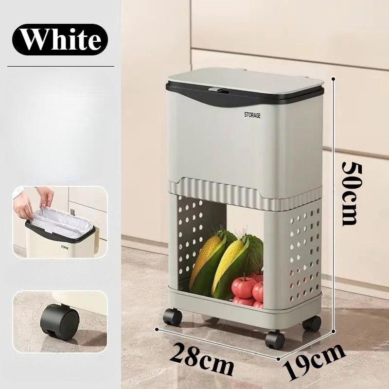 Kitchen Trash Cans Multi Functional Large Capacity Trash Bins Litter Bins Recycling Kitchen Food Waste Disposal with Wheels
